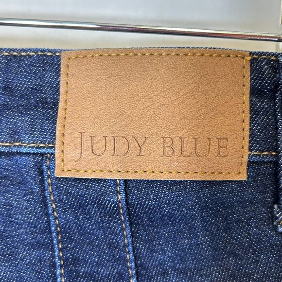 Judy Blue High Waist Dark Wash Tummy Control Wide Leg Crop Jeans Size 13/31 - Picture 9 of 14